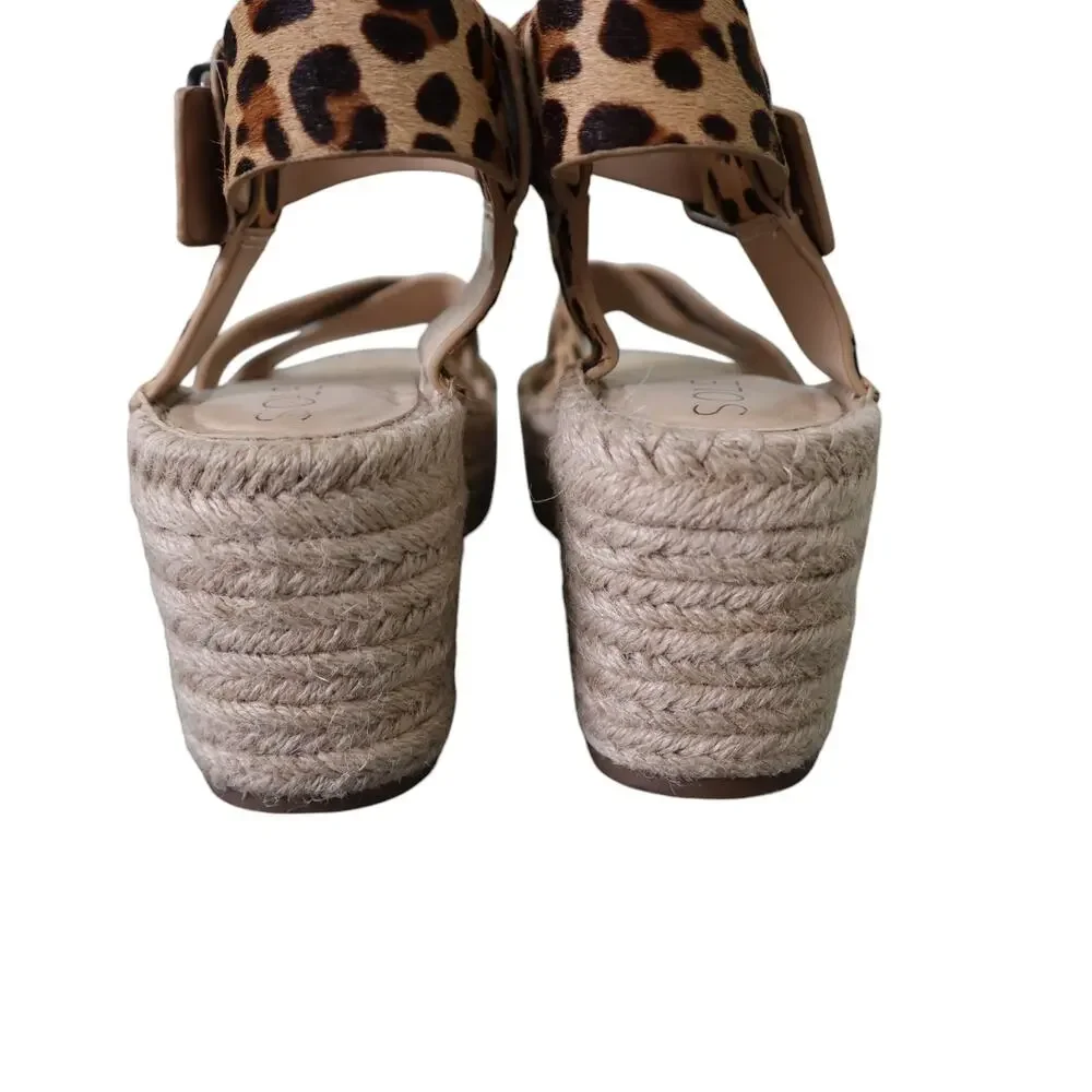 Sole Society Womens Audrina Platform Espadrille Sandals Size 7.5 Leopard Print‎